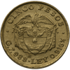 5 peso colombian gold coin, random year, gold bullion, gold coin, semi-numismatic gold coin