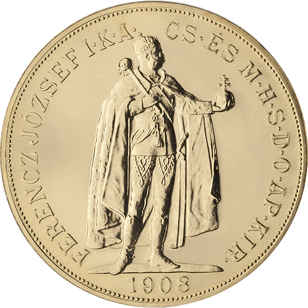 1908 hungary 100 korona gold coin, gold bullion, gold coin, gold semi-numismatic coin