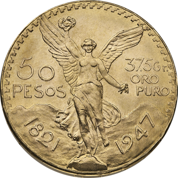 50 peso mexican gold coin, random year, gold bullion, gold coin, gold bullion coin