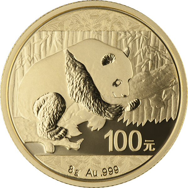 8 gram chinese gold panda coin, random year, gold bullion, gold coin, gold bullion coin