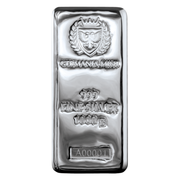 1 kilo germania mint cast silver bar, silver bullion, silver bar, silver bullion bar