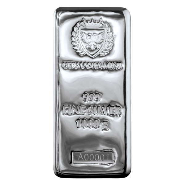 1 kilo germania mint cast silver bar, silver bullion, silver bar, silver bullion bar