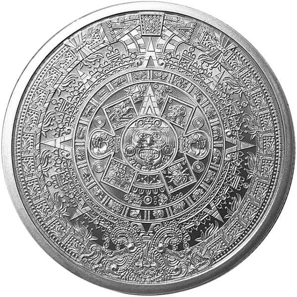 1/2 oz aztec calendar silver round, silver bullion, silver coin, silver bullion coin