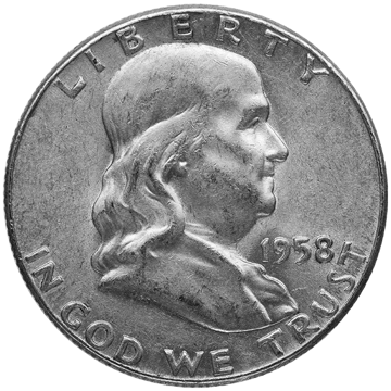 90% silver ben franklin half dollars $1 face value, circulated, pre 1965 coins, silver bullion, silver coin, silver bullion coin