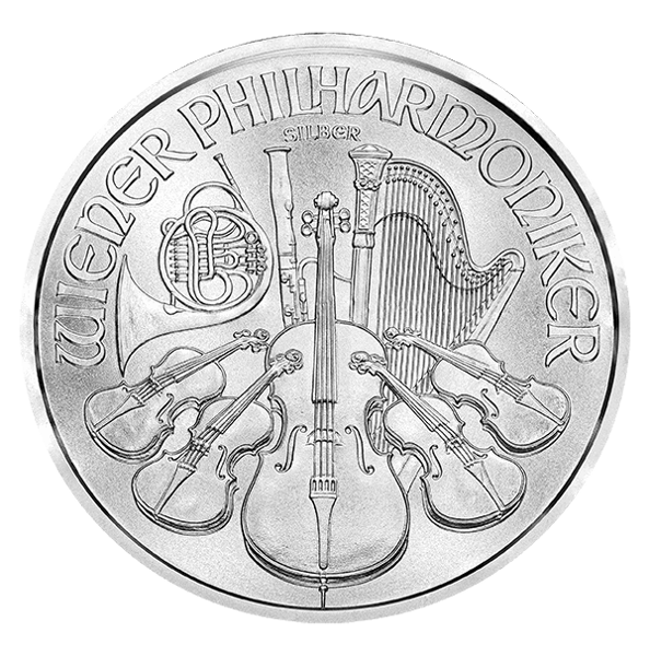 1 oz austrian silver philharmonic coin random year, silver bullion, silver coin, silver bullion coin
