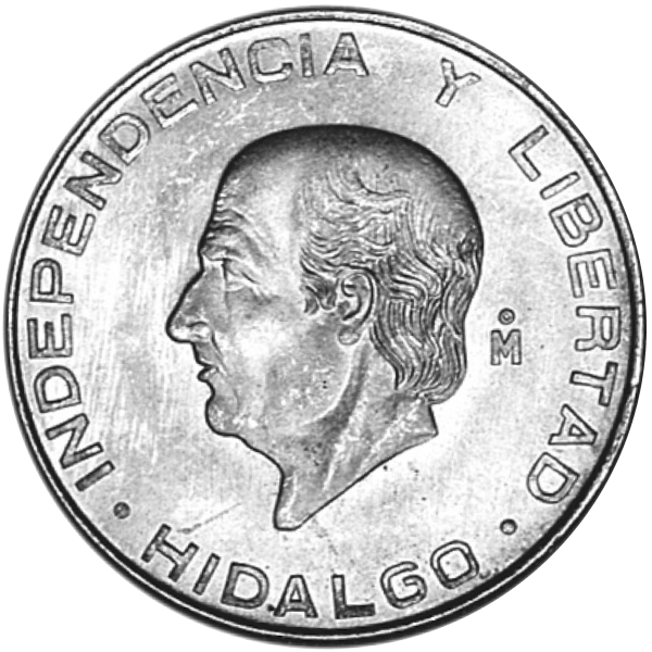 mexico silver 5 pesos hidalgo (1955-1957) xf-au, silver bullion, silver coin, silver bullion coin