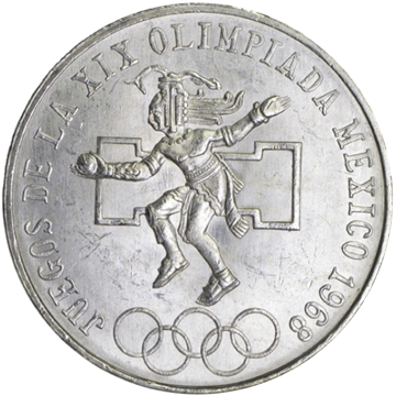 1968 mexico silver 25 pesos olympics au-bu, silver bullion, silver coin, silver bullion coin