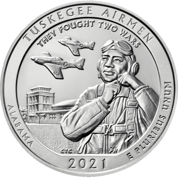 2021 5 oz america the beautiful - tuskegee airmen national historic site silver coin quarter, silver bullion, silver coin, silver bullion coin