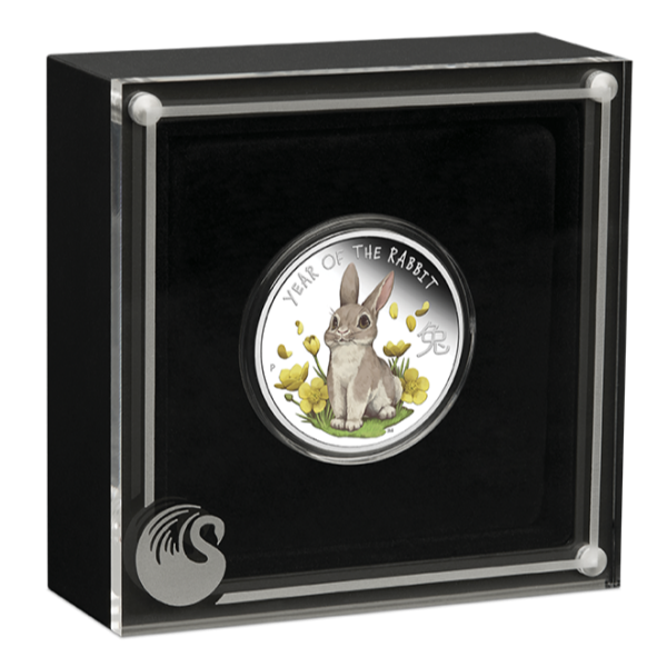 Picture of 2023 1/2 oz Proof Colorized Tuvalu Silver Lunar Baby Rabbit Coin (Box + CoA)