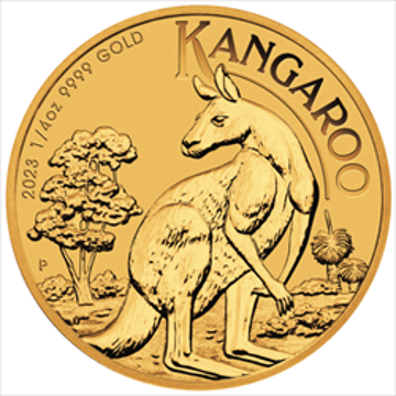 2023 1/4 oz australian gold kangaroo coin (bu), gold bullion, gold coin, gold bullion coin