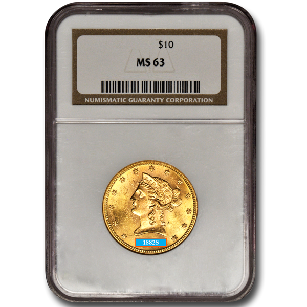 1882S $10 liberty gold coin ms63, numismatic gold, gold coin, numismatic gold coin, collector gold, collector gold coin