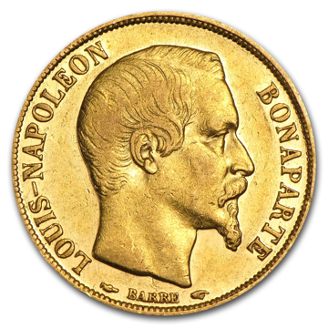 20 francs france gold coin – napoleon iii, random year, gold bullion, gold coin, semi-numismatic gold coin