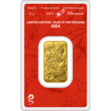 Picture of 2024 10 Gram Argor Heraeus Lunar Dragon Gold Bar (New w/ Assay)