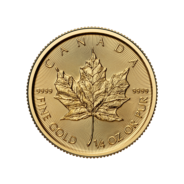 2025 1/4 oz canadian gold maple leaf coin (bu), gold bullion, gold coin, gold bullion coin