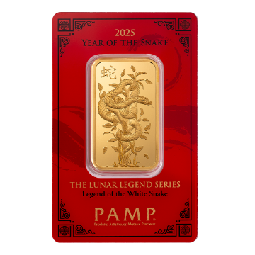 Picture of 1 oz PAMP Lunar White Snake Gold Bar