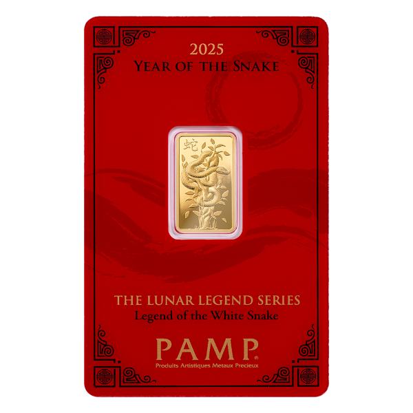 Picture of 5 Gram PAMP Lunar White Snake Gold Bar