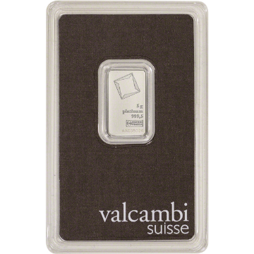 Picture of 5 Gram Valcambi Platinum Bar (New w/ Assay)
