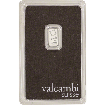 Picture of 1 Gram Valcambi Platinum Bar (New w/ Assay)