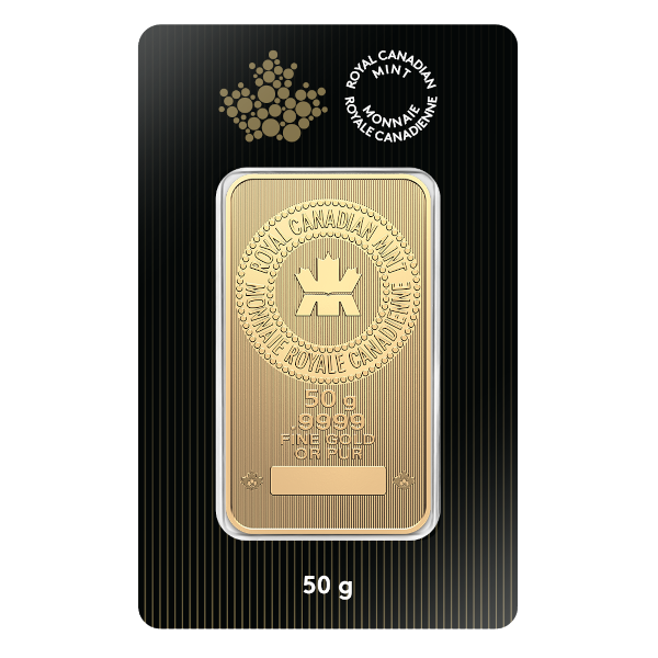 Picture of 50 Gram (RCM) Royal Canadian Mint Gold Bar (New w/ Assay)