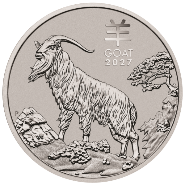 2027 1 oz Australian Platinum Lunar Goat Coin (BU)